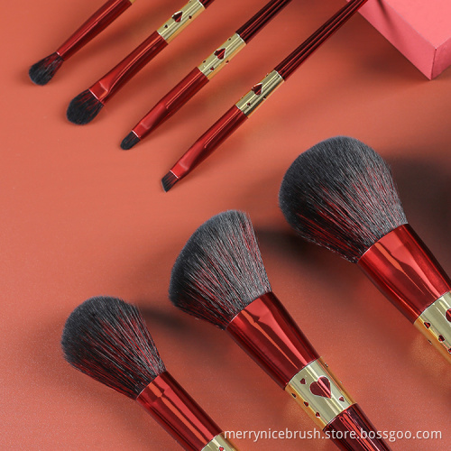 Merrynice new arrival private label red 7Pcs makeup brush set custom makeup brushes